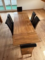 Esstisch Eichenholz 180/225/270x90 cm ausziehbar / +7 Stühle