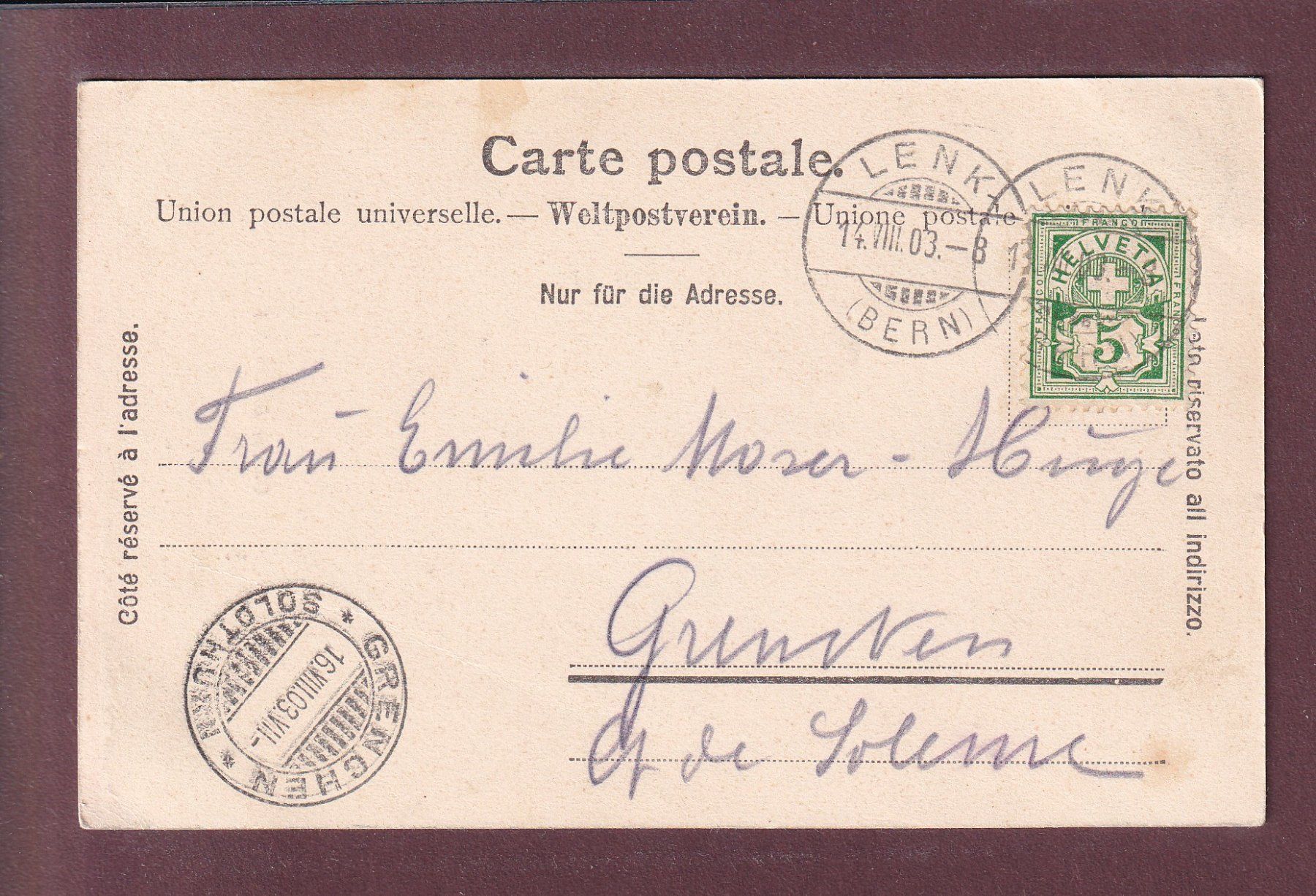 Cartes postales: Gruss aus LENK - Oberer Simmenfall - 1903 – D'occasion à Pully par nicecards 1