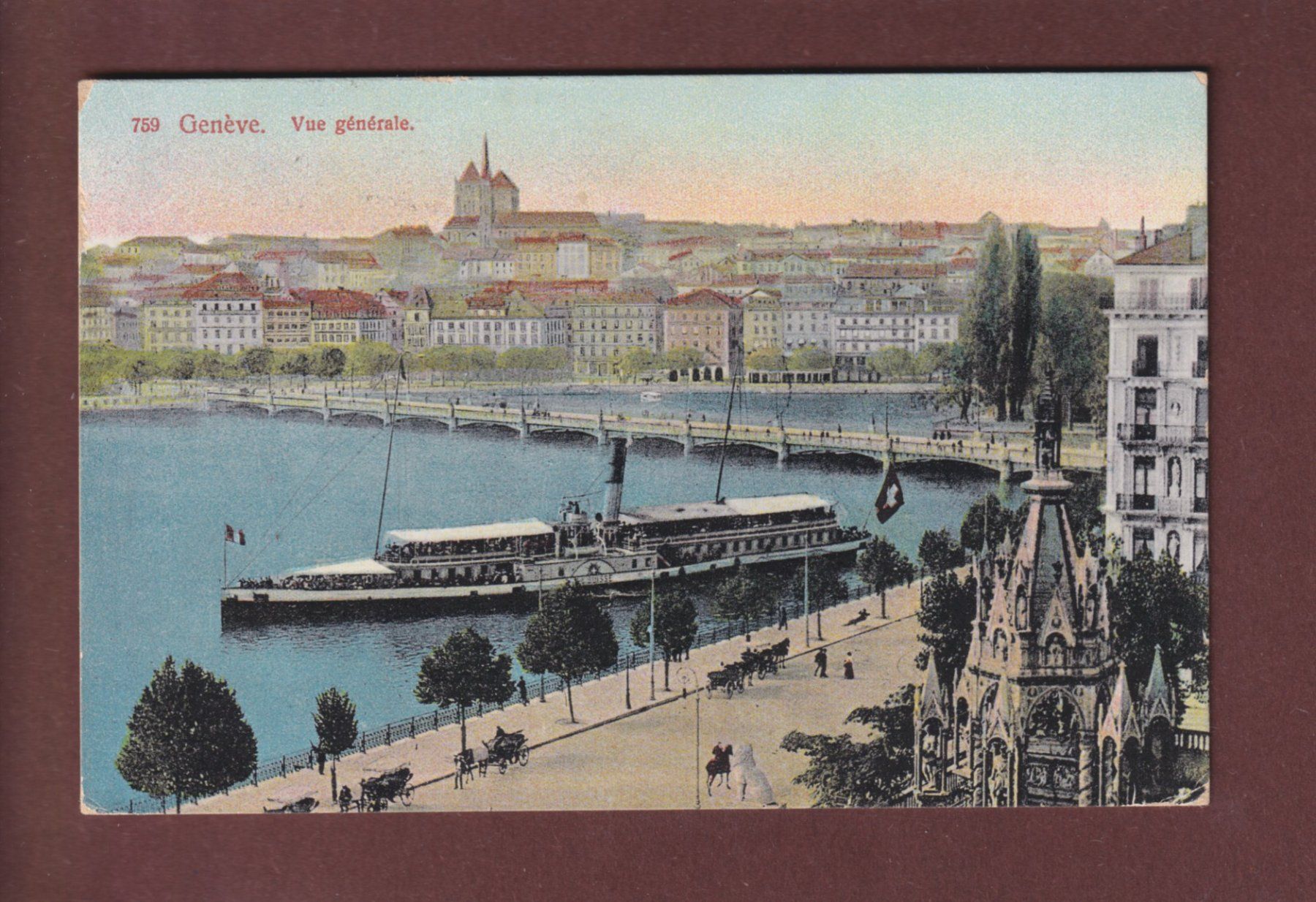 Cartoline postali: GENEVE - Bateau CGN La Suisse - 1910 – Usato da Pully venduto da nicecards-shop