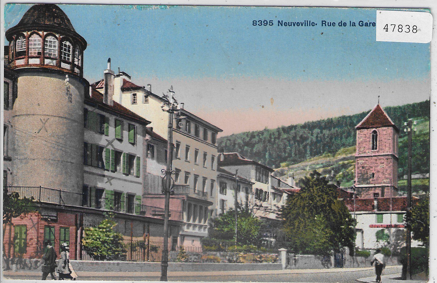 Cartoline postali: Neuveville - Rue de la Gare - Litho – Usato da Ettingen venduto da Kartenplanet