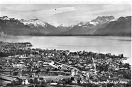 Vevey, vue generale et les Alpes