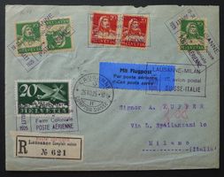 1925, Lausanne-Mailand, Briefmarken speziell gestempelt!