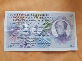 Schweizer Banknote 20 Franken Note aus dem Jahr 1974