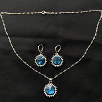 Silber 925 Zirkonia Halskette und Ohrringe set