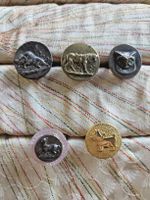 Lot 5 bagues chien, cheval, hibou, biche artisanales