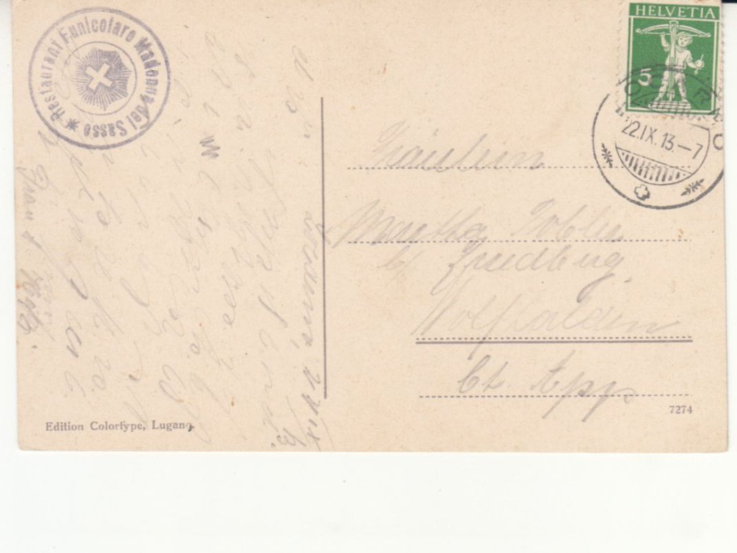 Cartoline postali: Madonna del Sasso 1913 – Usato da Bürglen TG venduto da StampGraf 1