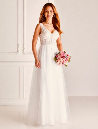 Hochzeitskleid Grösse 36 mit Perlenstickerei neu