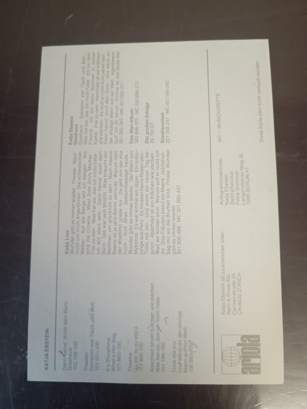 Autogramme: Katja Ebstein - handsignierte alte Autogrammkarte – Gebraucht aus Menziken von Artographs 1