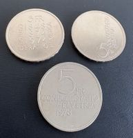 Lot de 3 pièces commémoratives de 5 CHF (1974, 1978, 1985)
