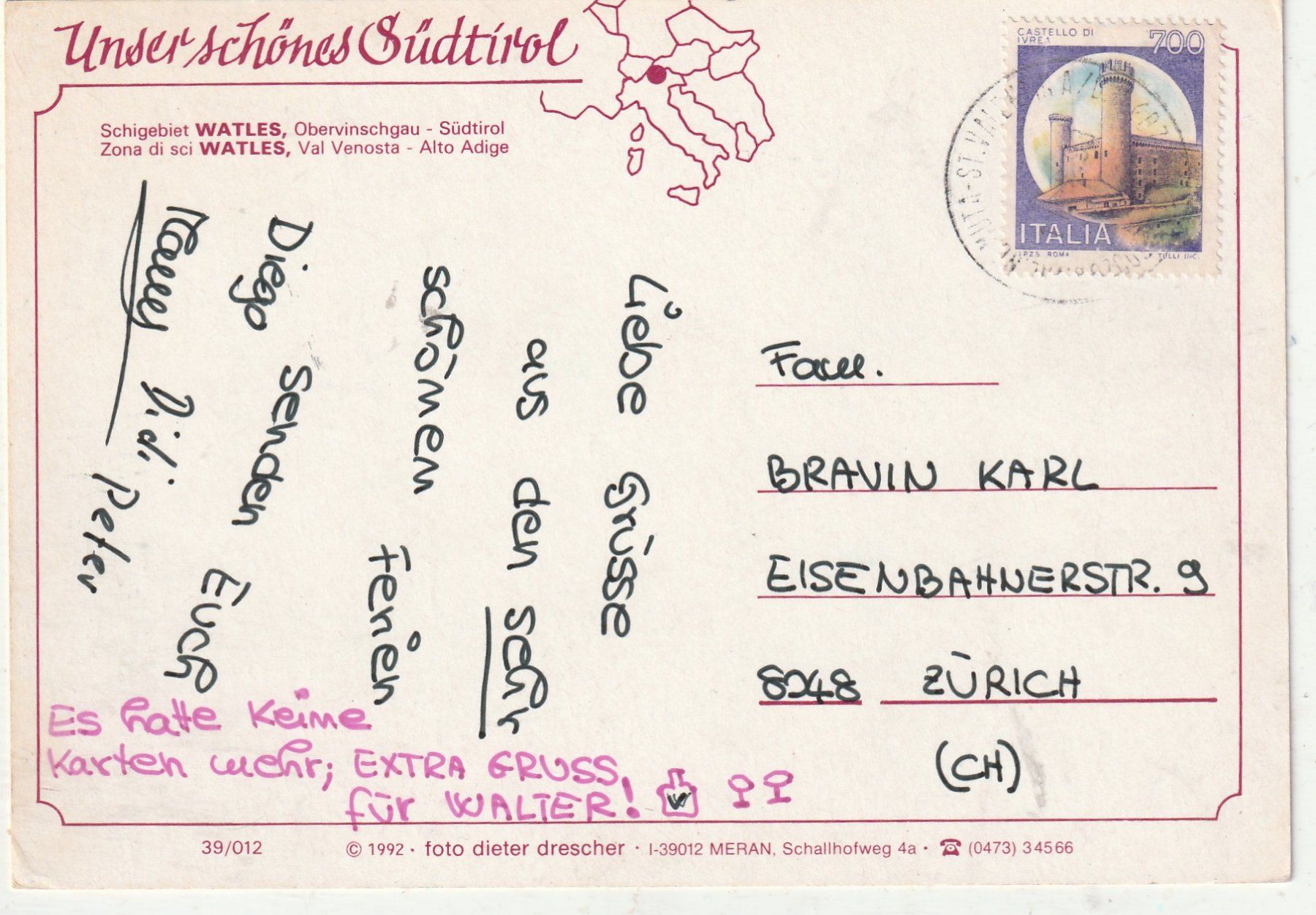 Cartoline postali: Skibetrieb Oberschvinschgau – Usato da Lumbrein venduto da made02 1