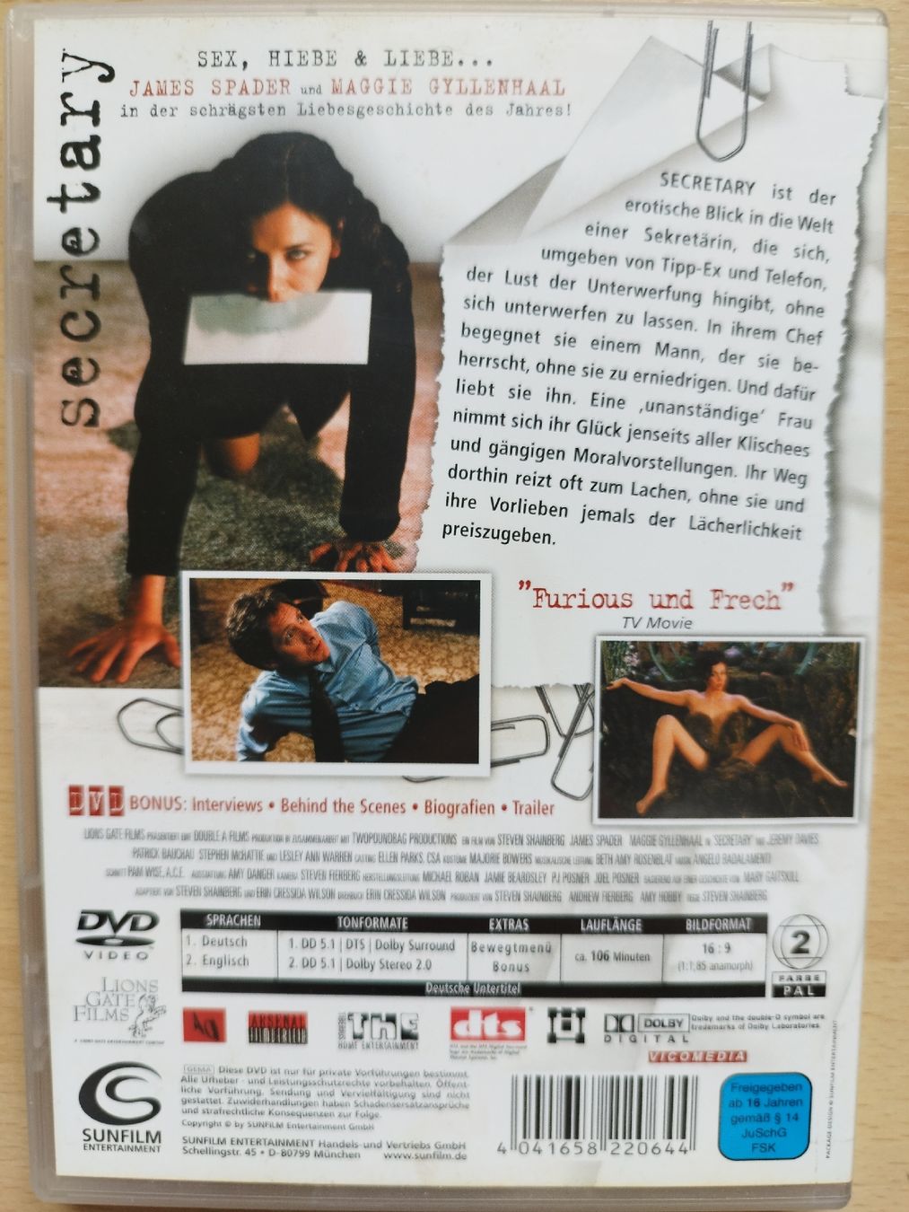 Tous les DVDs: DVD - Secretary - James Spader – D'occasion à Rhäzüns par Badihuelsa 1