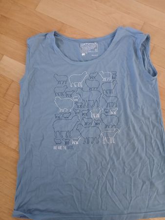 T-Shirt ORTOVOX XL Damen Lamm-Print hellblau guter Zustand