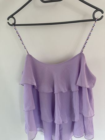ZARA Rüschen-Top lila Gr. S  - NEU