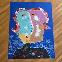 Daniel Viéné. Handüberarbeitete Lithografie / Mixed Media.