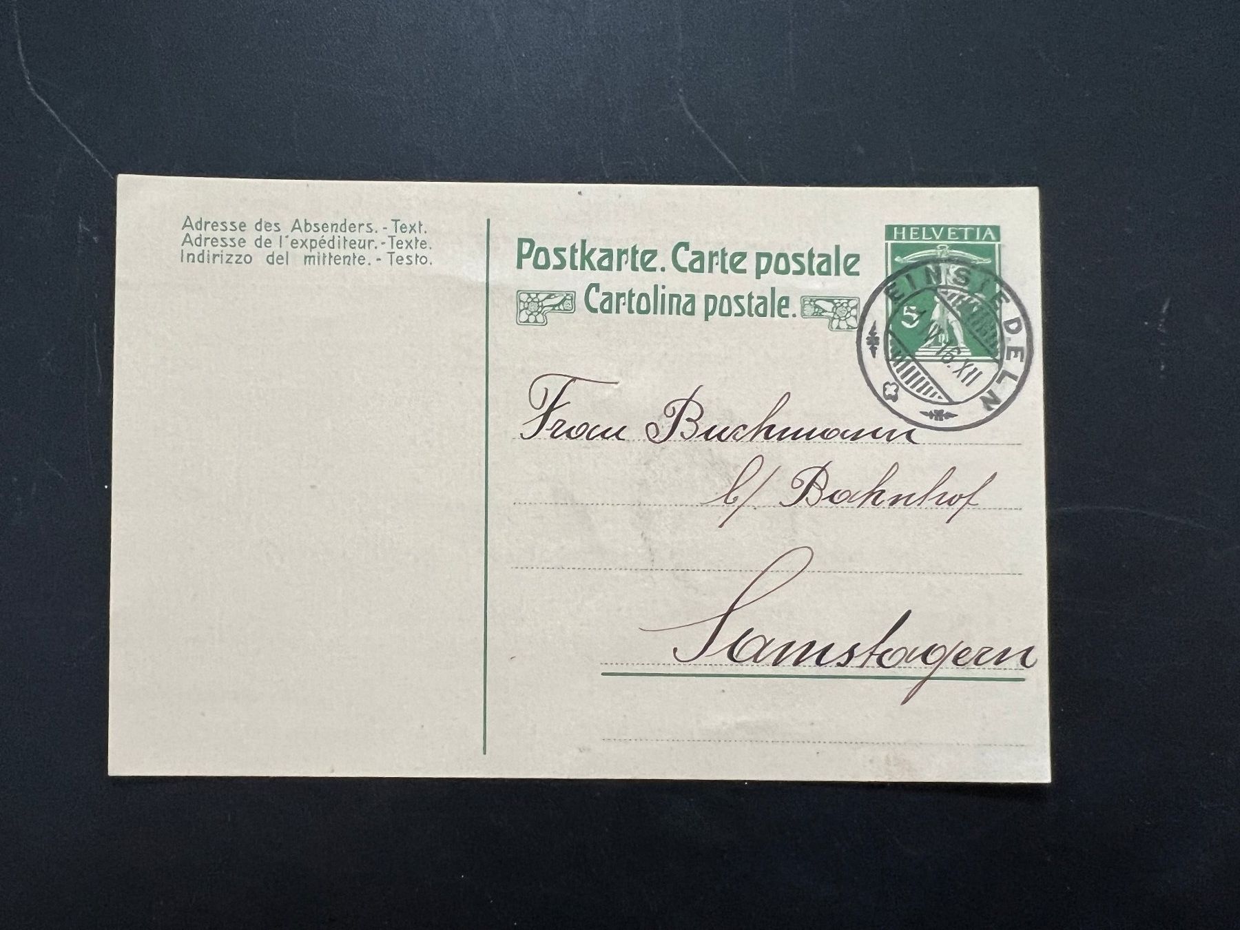 Cartoline postali: Postkarte 1916 Einsiedeln  (V193) – Usato da Hinwil venduto da Sidi4