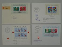 1959-1965: Vier saubere Sonderblocks auf Brief (FDC's)