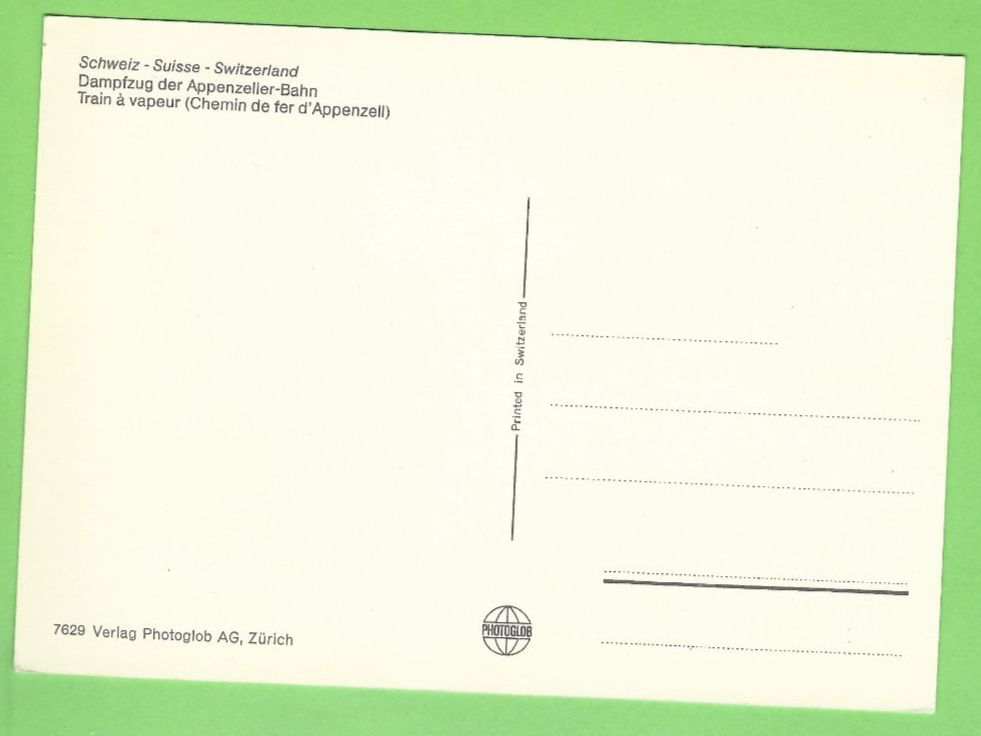 Cartoline postali: Dampfzug Appenzeller Bahn – Usato da Zürich venduto da t24_de 1