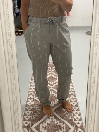 Lorena Antoniazzi Sommerhose mit Streifen grau 42 Leinen