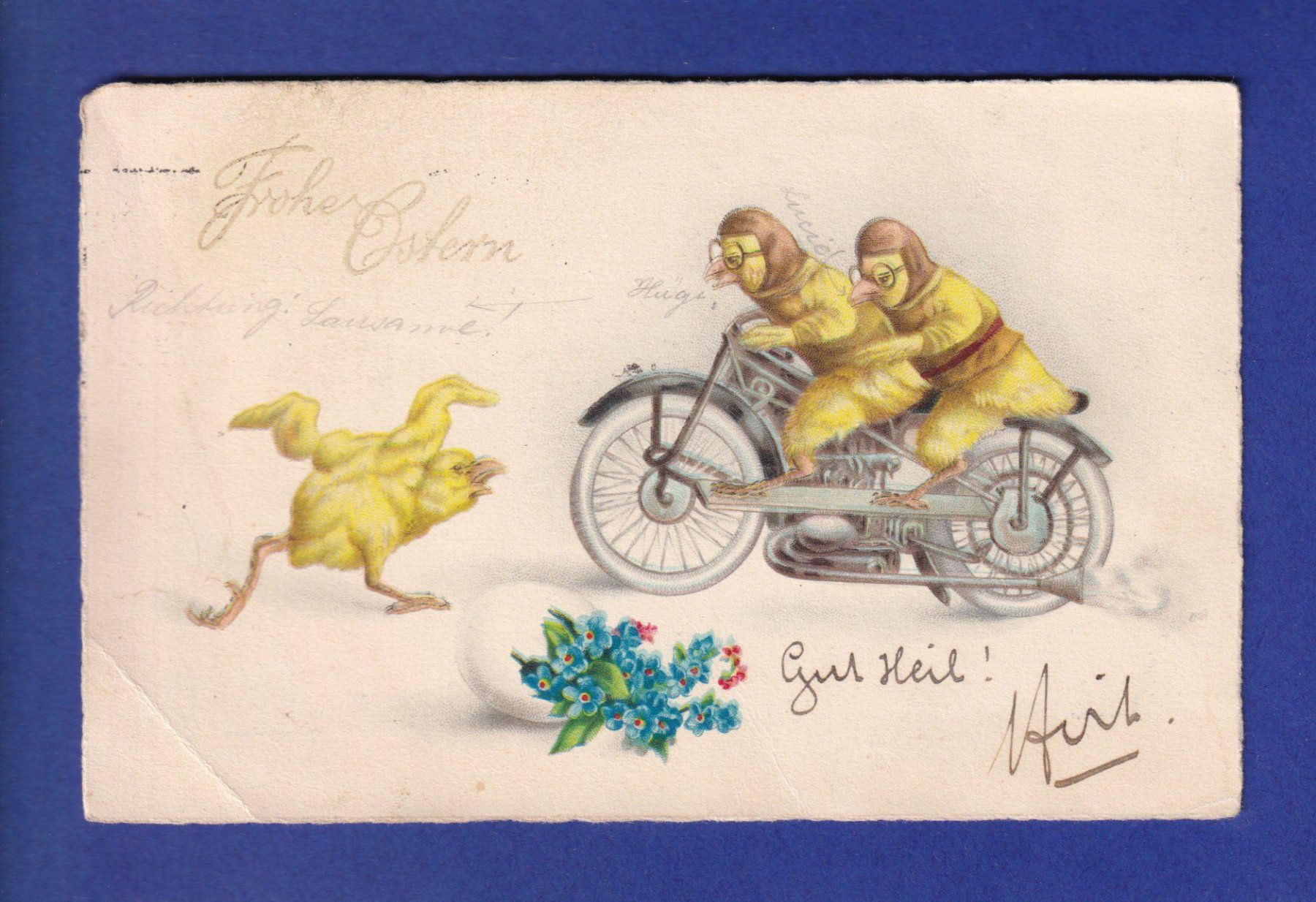 Ansichtskarten: OISEAU - Poussins motards // pli // – Gebraucht aus Pully von nicecards-shop