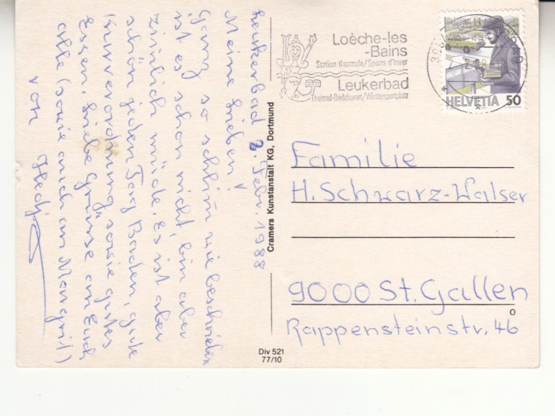 Ansichtskarten: Der vielgeprüfte Kurgast 1988 – Gebraucht aus Bürglen TG von StampGraf 1