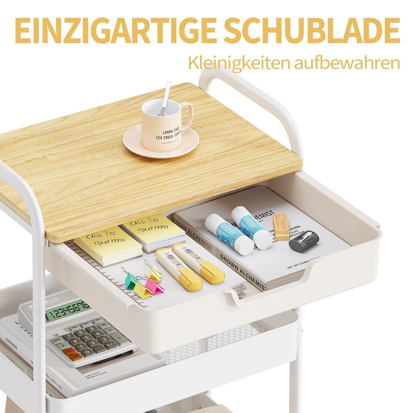 Koffer & Taschen: Rollwagen Servierwagen Küchenwagen 3 Ebenen mit Schublade – Neu und originalverpackt aus Zürich von NovaDen 3