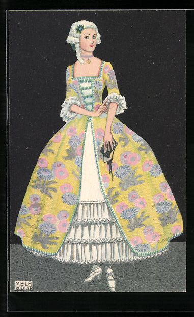 Cartoline postali: Mela Köhler: Elegante Dame mit Perücke – Usato da Berlin venduto da bartko-reher