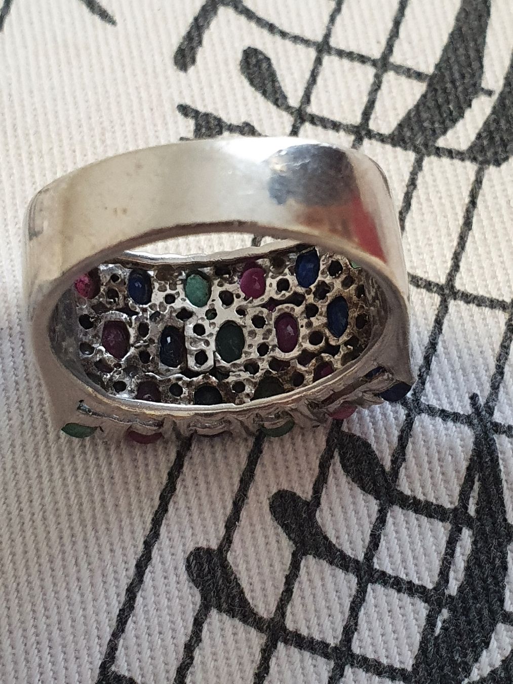 Ringe: Opulenter Designer 925er Silber, Smaragd, Rubin, Saphir Ring – Gebraucht aus Wohlen AG von palmsprings 7