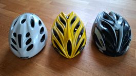 2 Velohelme, 1 Skihelm, gebraucht