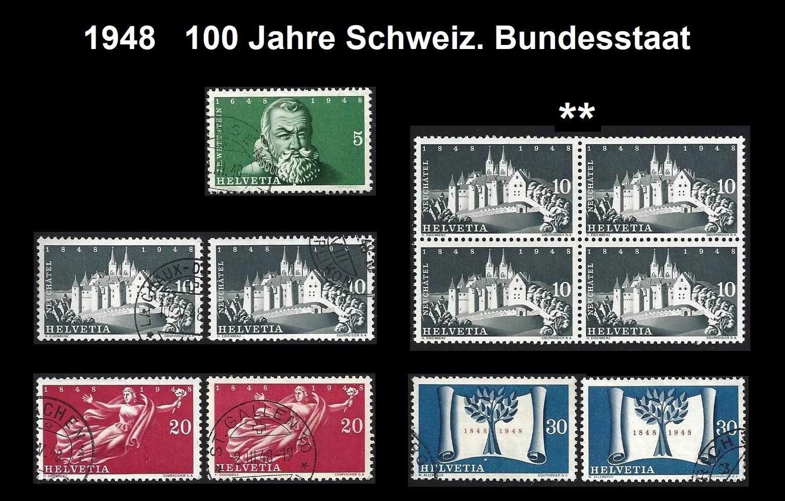 Tutti i francobolli: 1948 100 Jahre Schweiz. Bundesstaat – Usato da Baar venduto da miam8