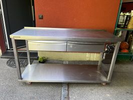 TOP Chromstahl Tisch fahrbar von Hugentobler 
