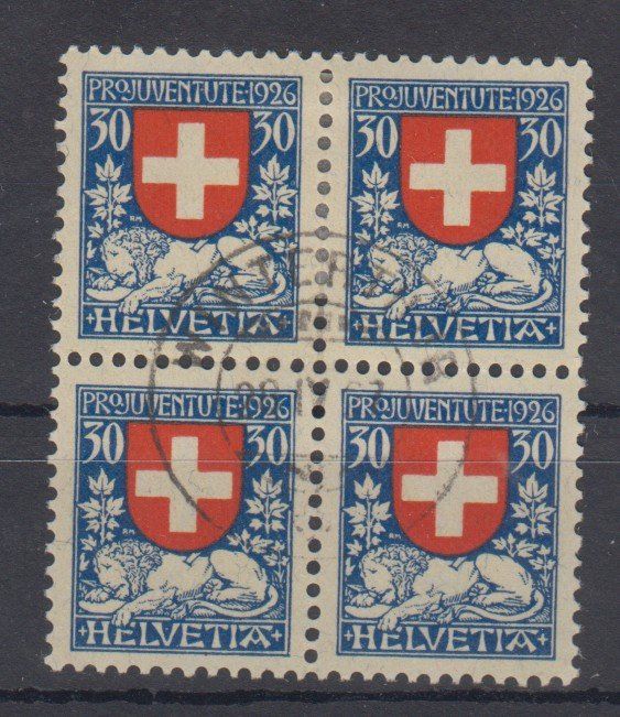 Alle Briefmarken: Pro Juventute 40 bloc de 4 oblitéré 100.-- – Gebraucht aus Boécourt von Denteles66