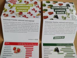 2 x Saisonkalender - Schweizer Früchte und Gemüse
