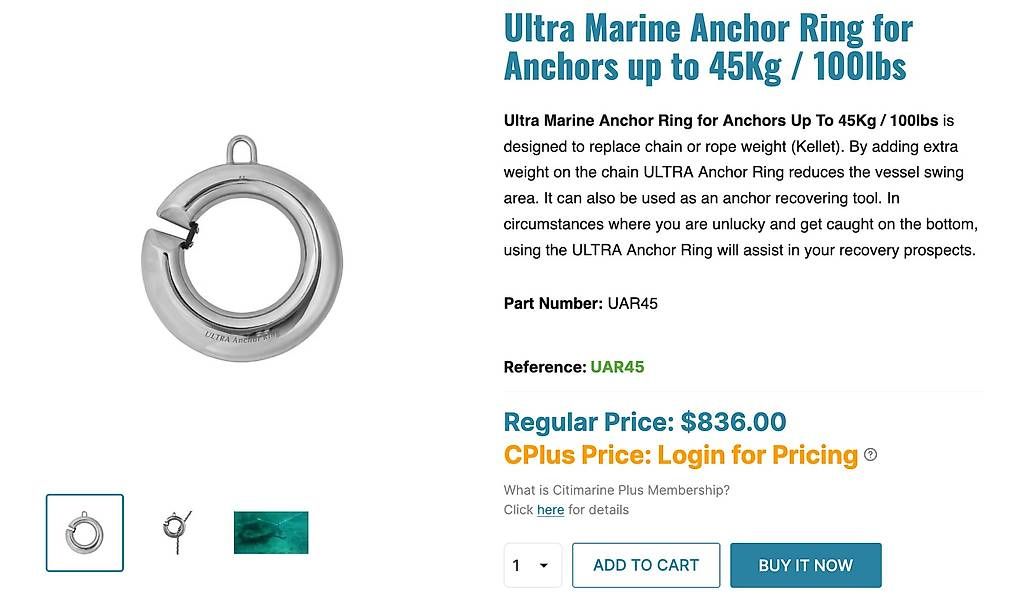 Ancore: ULTRA MARINE ANCHOR RING SEGELSCHIFF ANKER SCHIFFSANKER BOOT – Nuovo (secondo la descrizione) da Zürich venduto da Happy.Trade 2
