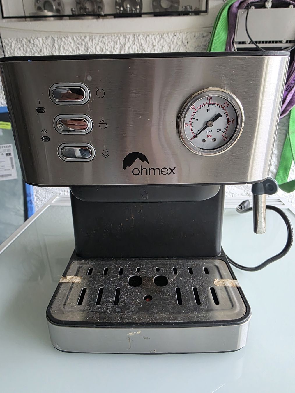 Kaffeemaschinen & Espressomaschinen: Espressomaschine Ohmex mit Manometer gebraucht silber – Gebraucht aus Reinach BL von bru_qpv2