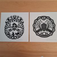 2 Scherenschnitt Kunstkarten  U. Mühleisen