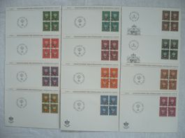 FL 1968 - 69 12 FDC Dienstmarken 4er-Bl. SBK D48 - D59