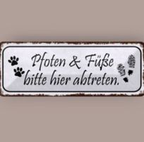 🔥 PFOTEN & FÜSSE Blechschild Katze/Hund 🎀 27x10cm OVP🔥