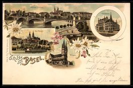 Litho Basel, Wettsteinbrücke, Münster,