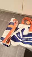 Strandtasche und Badetuch mit Streifen orange blau neu