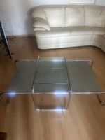 Kaffeetisch Glas Metall Chrom Gestell guter Zustand