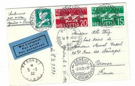 Assemblée des Nations 1932 Luftpost nach Frankreich ct