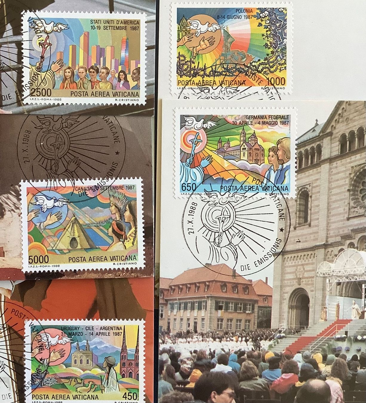 Tutti i francobolli: 1988 Vatikan  Flugpostmarken auf Maximumkarten Satz – Nuovo (secondo la descrizione) da Liestal venduto da Skunk02 2