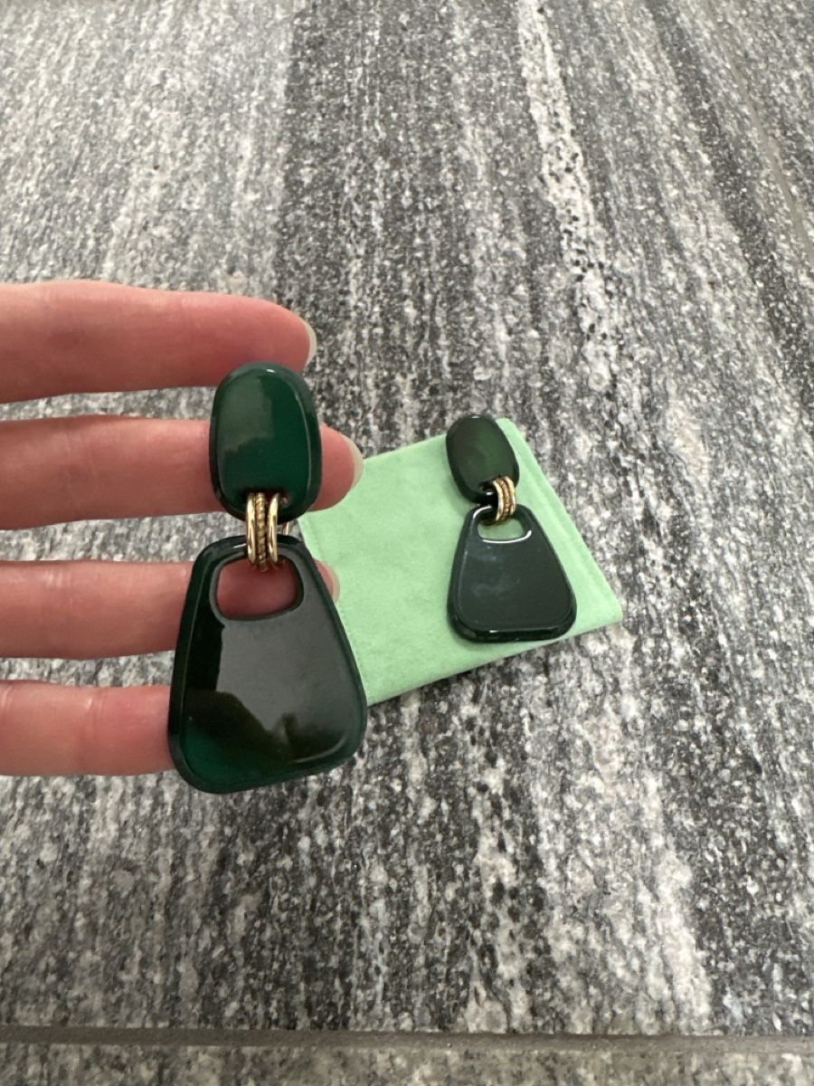 Orecchini pendenti & Orecchini a lobo: Statement earrings: Emerald green, gold accents – Usato da Sementina venduto da NinaDel 1