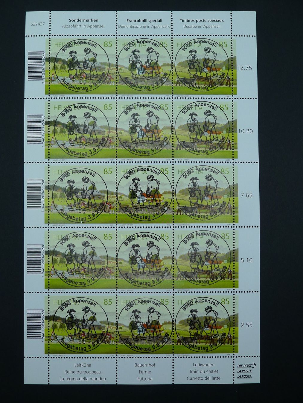 Tutti i francobolli: 2009 Nr. OZ178 Kleinbogen mit ET- Vollstempel – Usato da Dagmersellen venduto da wyss1982