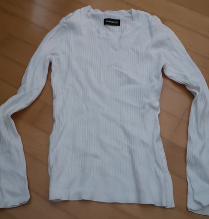 Weisser Even&Odd Damenpullover Gr. XL gerippt Langarm Shirt