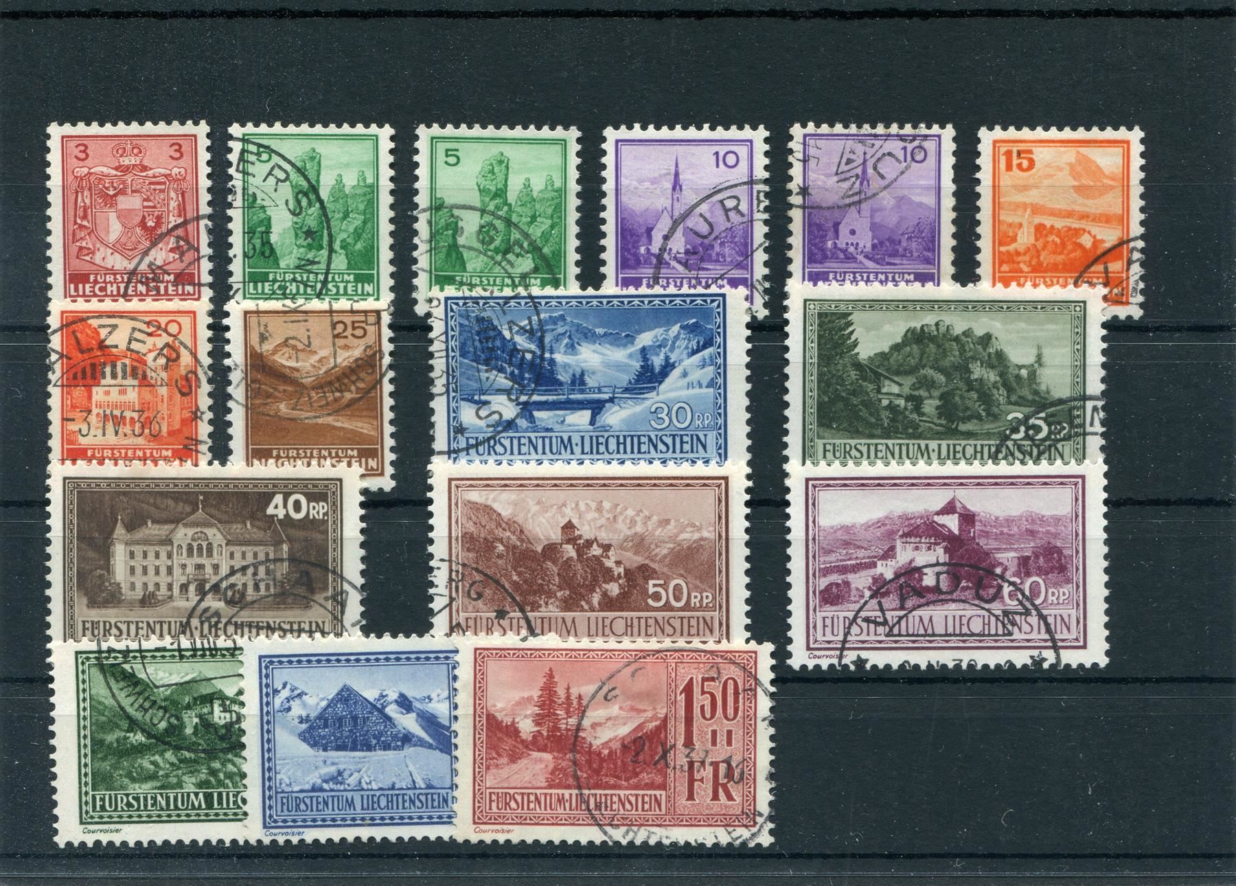 Tutti i francobolli: FL 1933/6 Nr. 105-118 gestempelt – Usato da Winterthur venduto da Kyoung