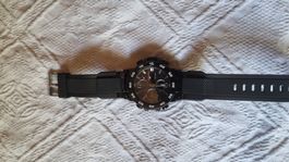 Herren Uhr schwarz Kautschukband Chronograph neu