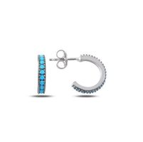 Ohrringe Creole Alliance türkis 925 Silber Huggies 12mm