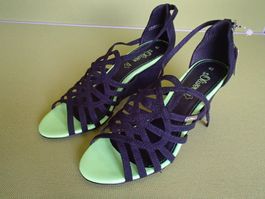 neu s.Olivier schwarze Wildleder Riemen Sandalen Keilabsatz