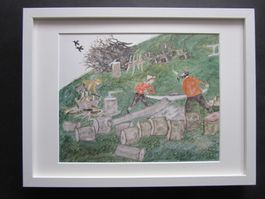 ALOIS CARIGIET MIT RAHMEN  AUS BIRNBAUM BIRKE BERBERITZE
